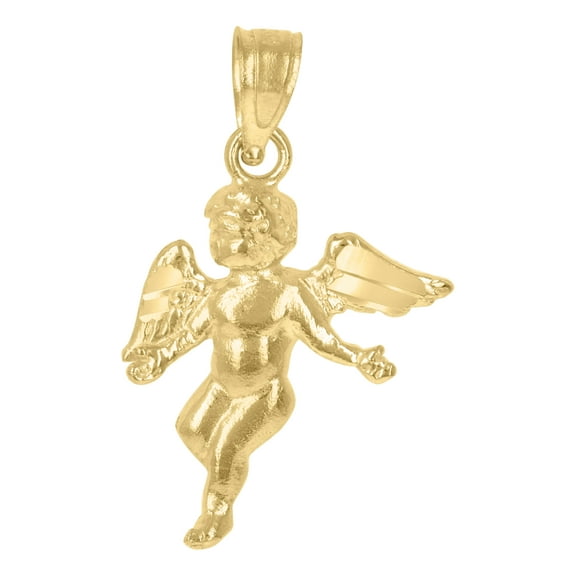 10kt Real Yellow Gold Unisex Angel Religious Charm Pendant