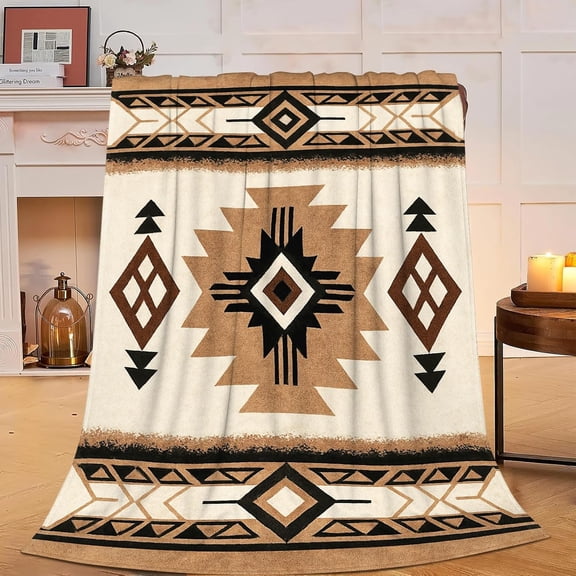 Abstract Blanket Southwestern Boho National American Throw Blanket Mexican Soft Cozy Fleece Fuzzy Plush Flannel Blankets Gifts for Women Girls Men Adults Kids 50"X40"