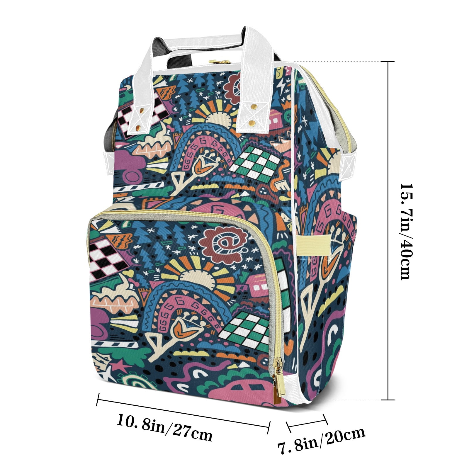 Abstract Cars Chess Diaper Backpack – Large Capacity, Insulated Baby Bottle Pocket, Multifunctional Mommy Bag for Boys & Girls