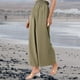 thumbnail image 3 of Pantalones palazzo informales de pierna ancha para mujer, pantalones de salón ahumados de cintura alta con bolsillosS-XXXL (verde), 3 of 5