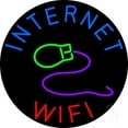 thumbnail image 1 of Round Internet Wifi LED Neon Sign 26 x 26 - inches, Clear Edge Cut Acrylic Backing, with Dimmer - Bright and Premium built indoor LED Neon Sign for Computer & Electronics store decor., 1 of 7