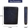 thumbnail image 4 of RFID Blocking Trifold Genuine Leather Wallets for Men, Vintage Short Multi Function Credit Card Holder,Money Clips with 2 ID Windows Give Gifts to Men (Deep Blue), 4 of 5