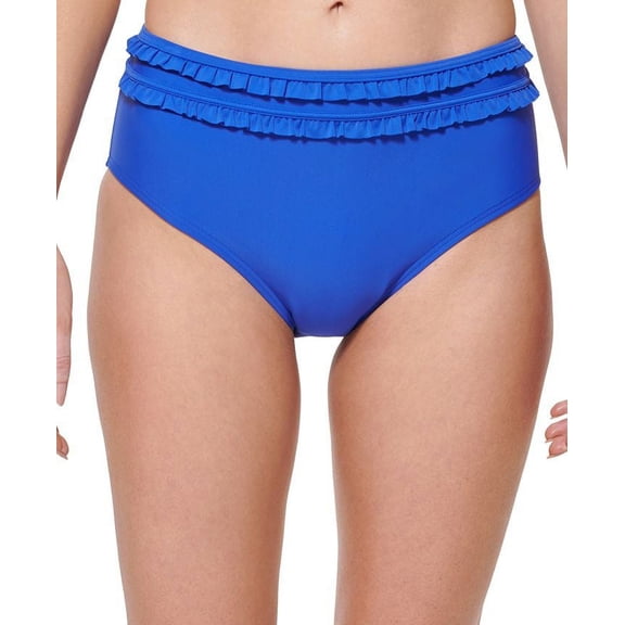Tommy Hilfiger BLUE Ruffled High-Waist Bikini Swim Bottom, US X-Large