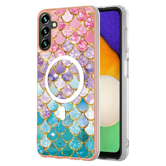 TECH CIRCLE Strong Magnetic Samsung Galaxy A54 5G Case, Compatible with MagSafe Military Grade Drop Protection Colorful Marble Slim Phone Cover for Galaxy A54 5G 6.4" 2023,Colorful Fish Scale