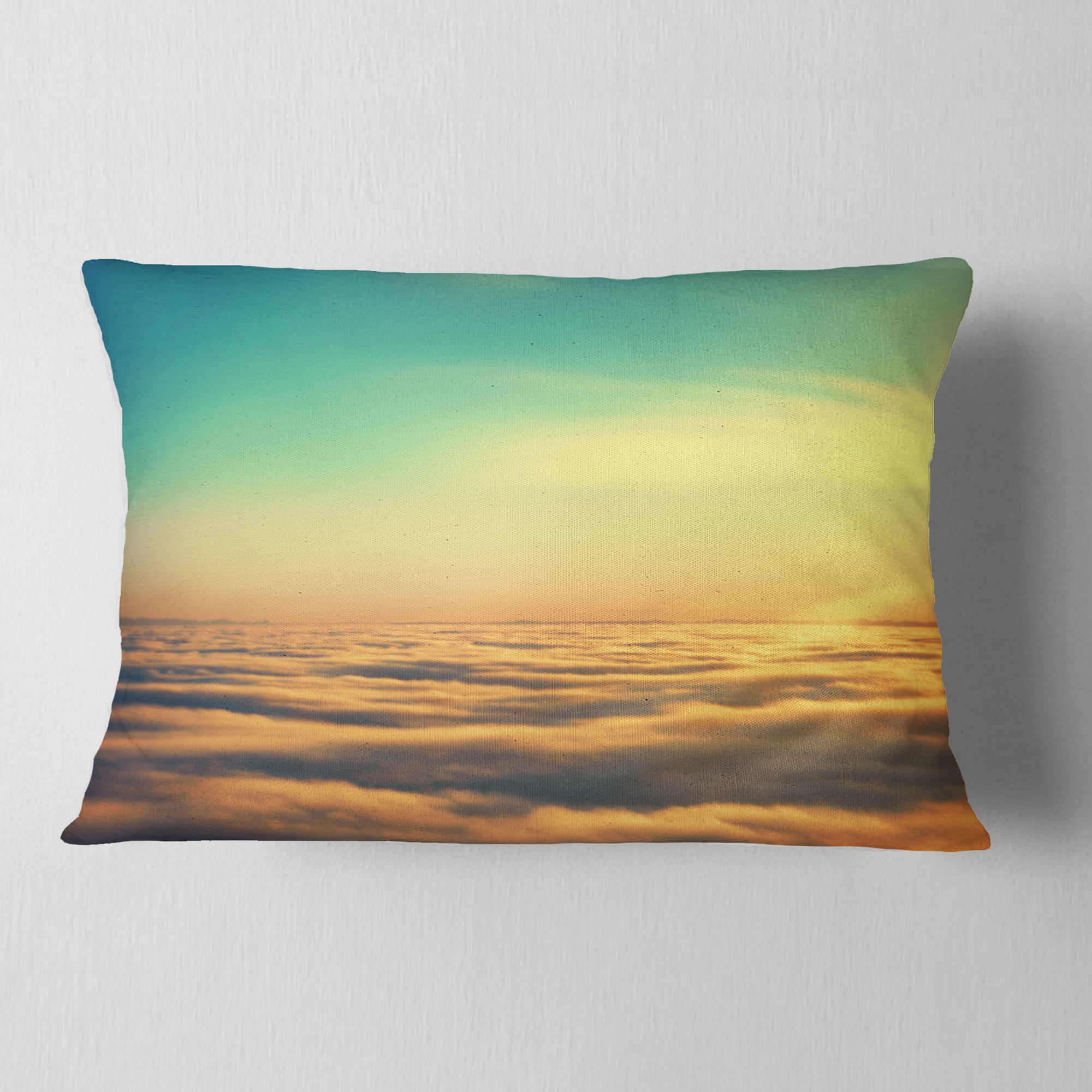 Designart 12" x 20" Blue Polyester Throw Pillow