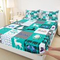 thumbnail image 3 of Homewish Xmas Tree Reindeer Bed Sheets for Kids, Blue Buffalo Plaid King Sheets, Kawaii Santa Claus Sheet Set, Microfiber Bedroom Decor, 4 Pieces, 3 of 7