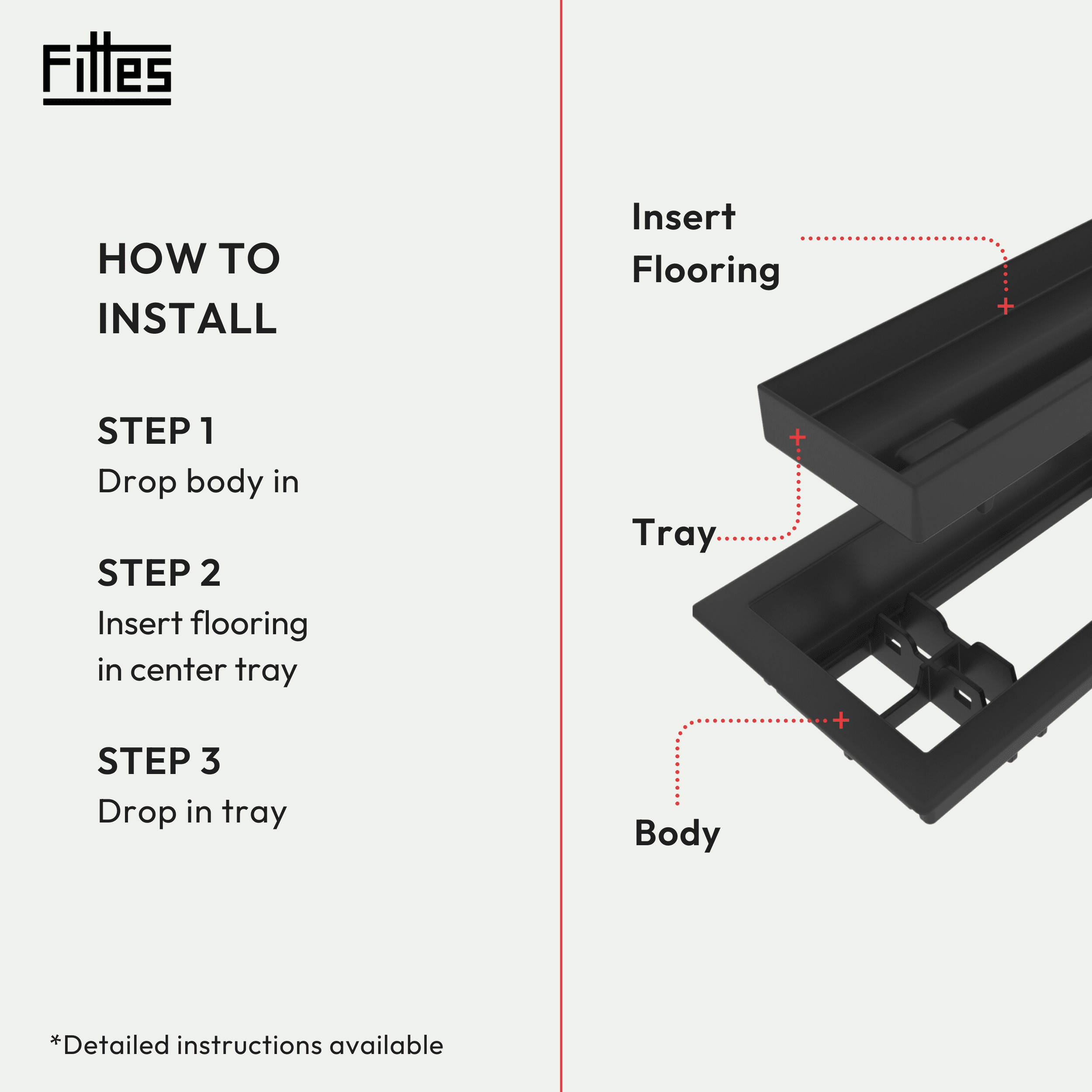 Fittes Framed Floor Vent [Lite], Minimalist ABS Plastic HVAC Air Return Register Cover, Customizable Modern Airflow Solution for Home Floor, Easy 15-Min DIY Install – 3"x10" – Matte Black