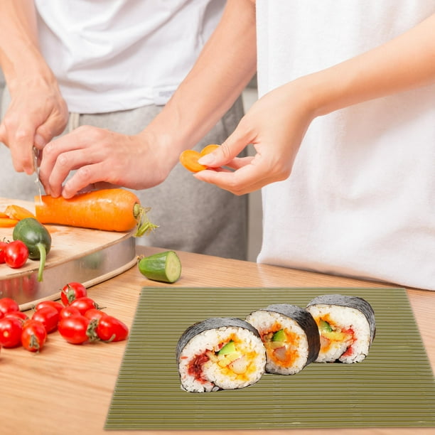 FOMIYES 4Ud Esteras De Plástico Para Enrollar Sushi En Verde Oliva Para Uso En Casa Ligero Y Fácil De Limpiar
