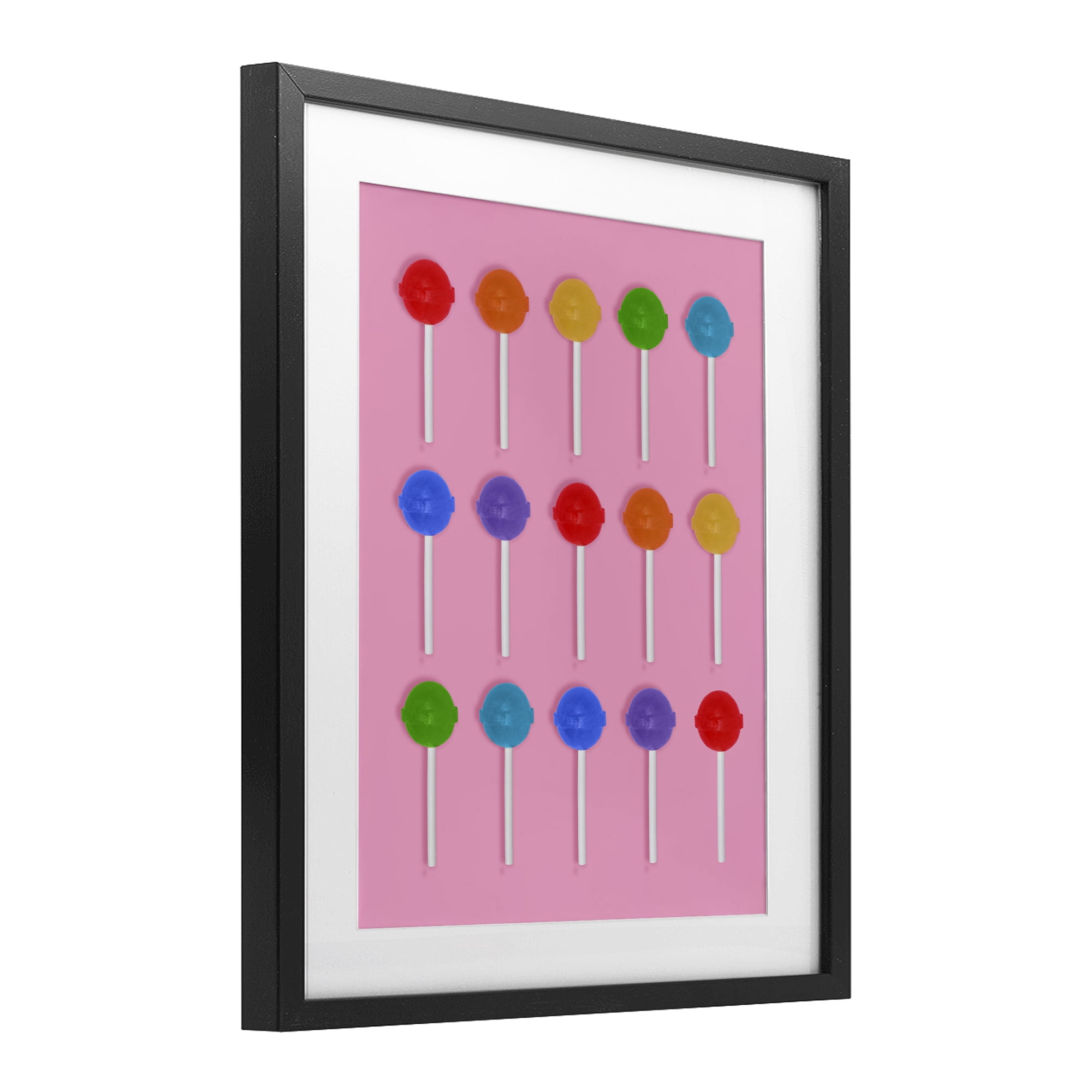 Stupell Industries Rainbow Lollipop Grid Black Framed Print Under Glass, design by LISH Creative