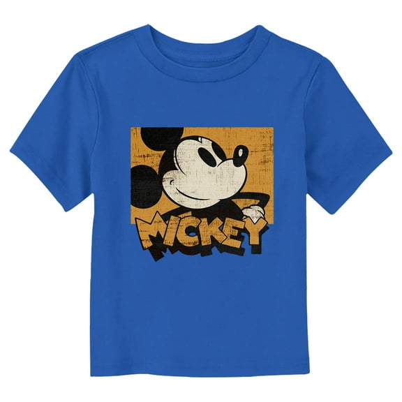 Toddler's Mickey & Friends Retro Distressed Square Graphic Tee Royal Blue 2T