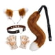 thumbnail image 4 of Conjunto de orejas y cola falsas con aro para el pelo, disfraz de cosplay para inauguración de la casa en Mardi Gras marrón, 4 of 8