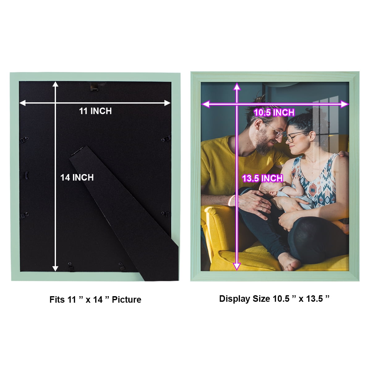 11x14 Wood Grain Picture Frame - Palegreen
