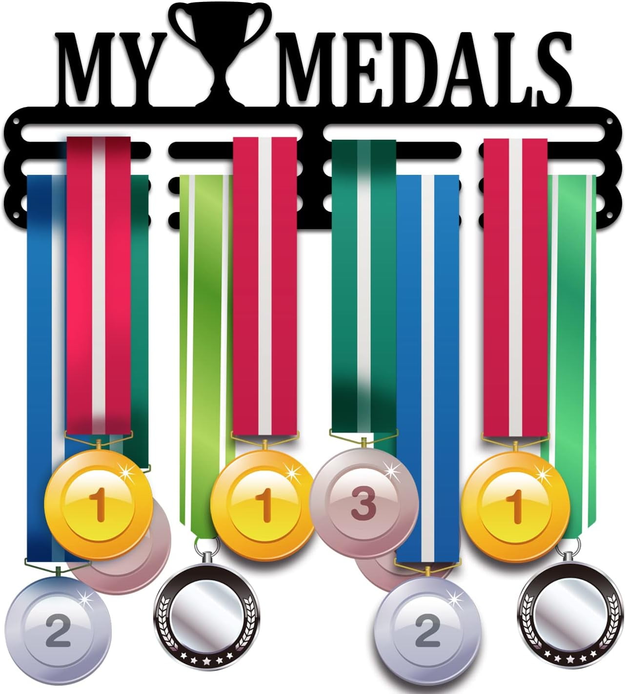 Medal Holder Display My Medals Medal Hanger Award Ribbon Hanger 3 Lines Medal Rack Cheer