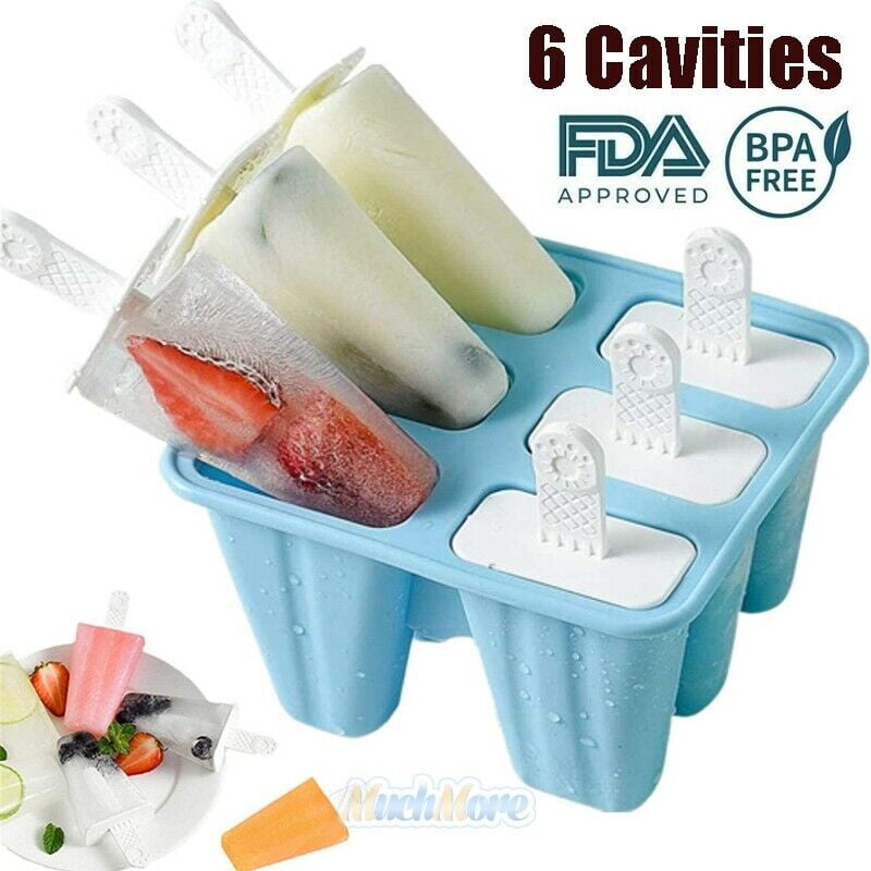 Silicone Popsicle Molds 10 Cavities Reusable Ice Pop Tray w/100