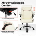 thumbnail image 3 of Neo Chair Mid Back Ergonomic Executive PU Leather Chair with Padded Flip-up Arms, Ivory, 3 of 7