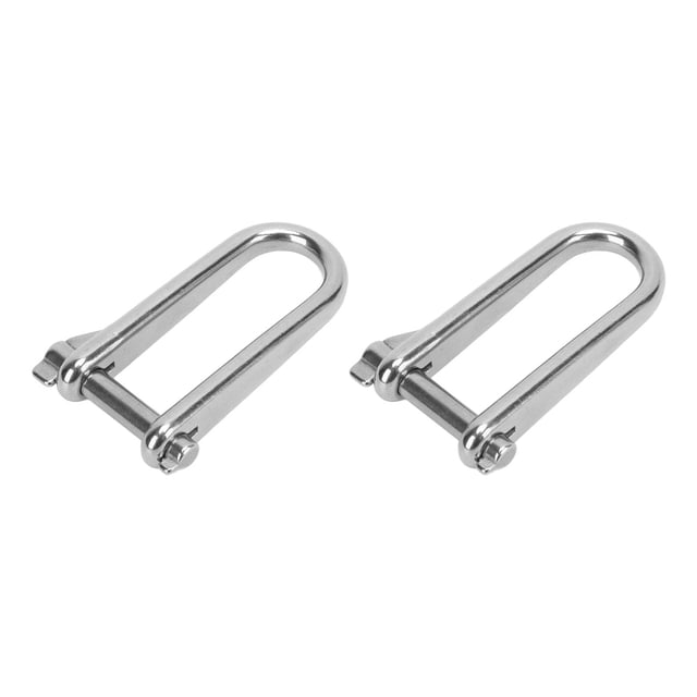 Long D Shackle, 2pcs Rust Prevention Stainless Steel D Shape Shackle 8mm Polishing for Boats RVs Trailer
