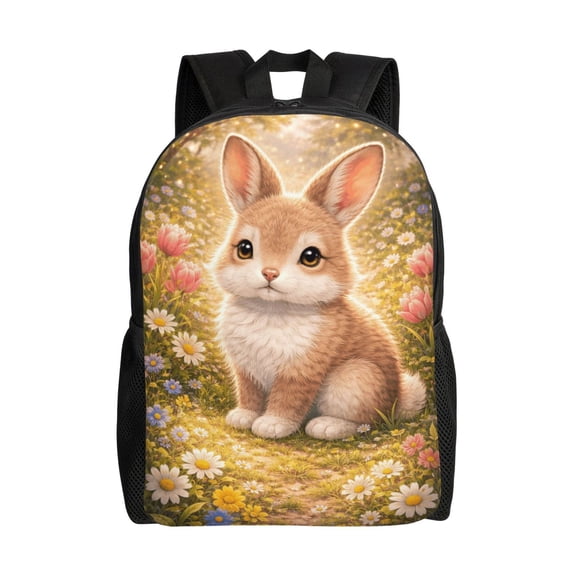 Adorable Rabbit Backpack Full Front Print Travel Laptop Bag for Men and Women