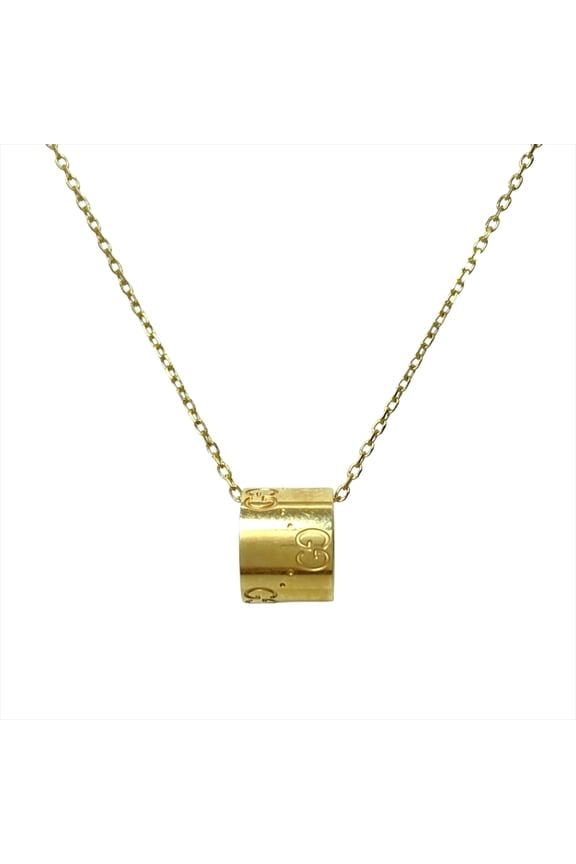 Pre-Owned Gucci GG Logo Icon Ring Necklace, 18K Yellow Gold, 7.7g, Women's