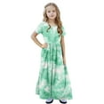 thumbnail image 6 of GERsome Girl's Short Sleeve Maxi Dress Tie-Dye Loose Casual Holiday Beach Long Dress with Pocket for 4-14 Years Kids, 6 of 9