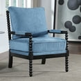 thumbnail image 7 of Duhome Elegant Lifestyle Victorian Linen Solid Print Comfy Upholstered Armchair, Black/Blue, 7 of 7