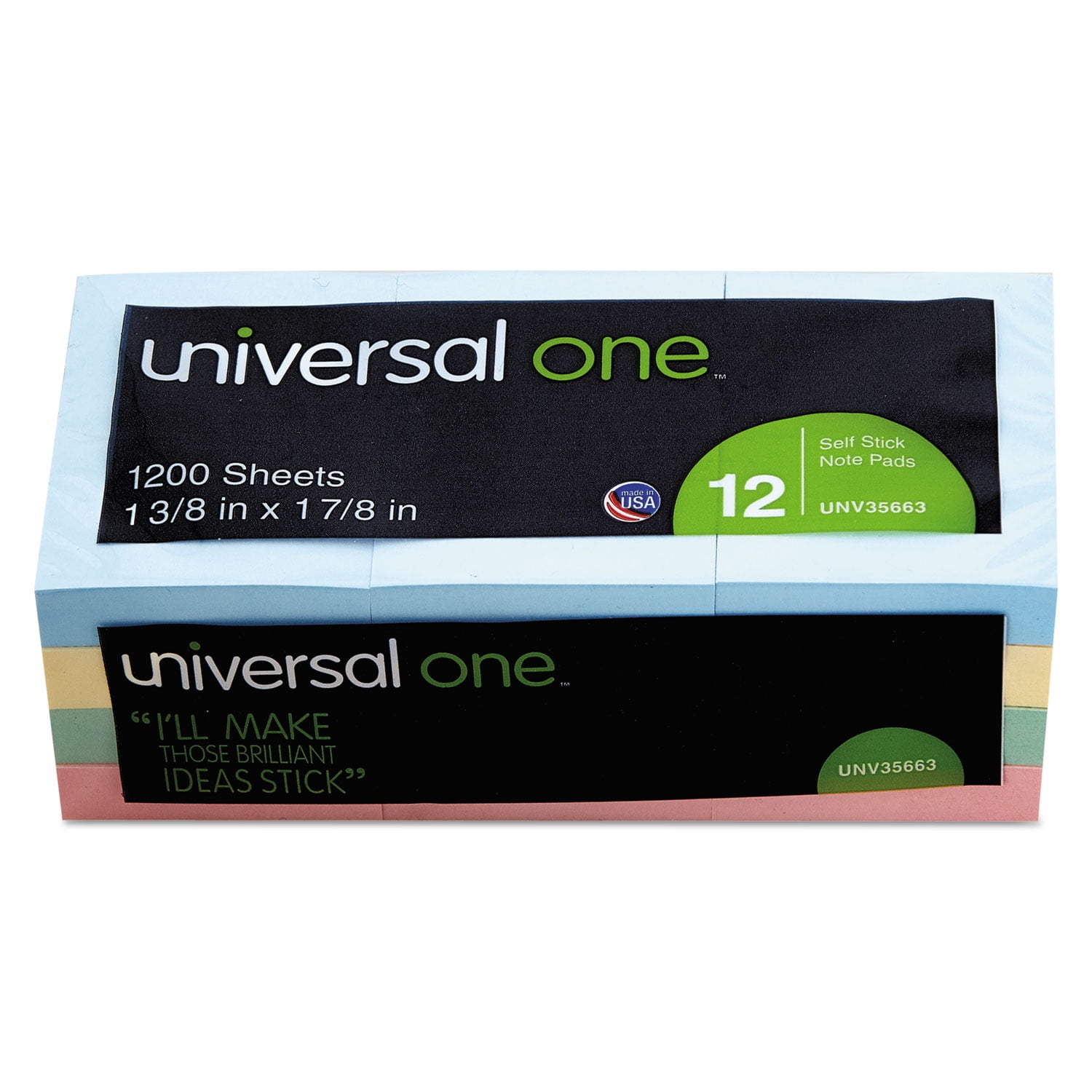 UNIVERSAL SelfStick Notes 11/2 x 2 Assorted Pastel Colors 100Sheet