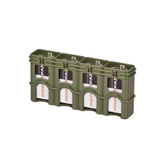 Storacell SL9VMG by Powerpax SlimLine 9V Battery Caddy, Military Green, Holds 4 Batteries