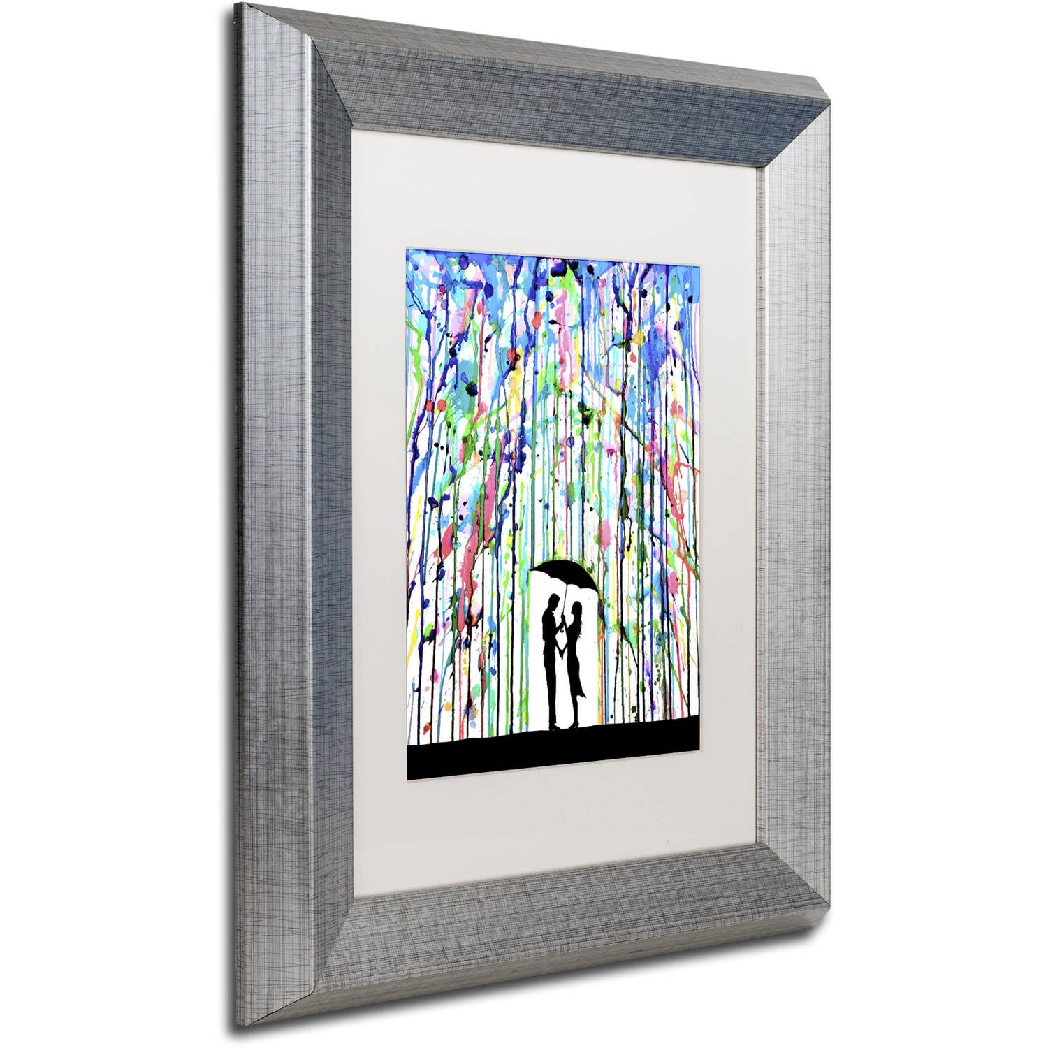 Trademark Fine Art 'Pour Deux' Canvas Art by Marc Allante, White Matte, Silver Frame