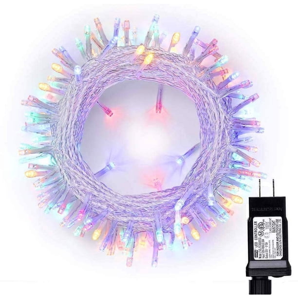 Luces LED navideñas, 8 modos, bajo voltaje, 75 pies, 200 luces LED de cadena con adaptador certificado UL de 30 V para exteriores e interiores, árbol de Navidad, boda, fiesta, dormitorio, decoración