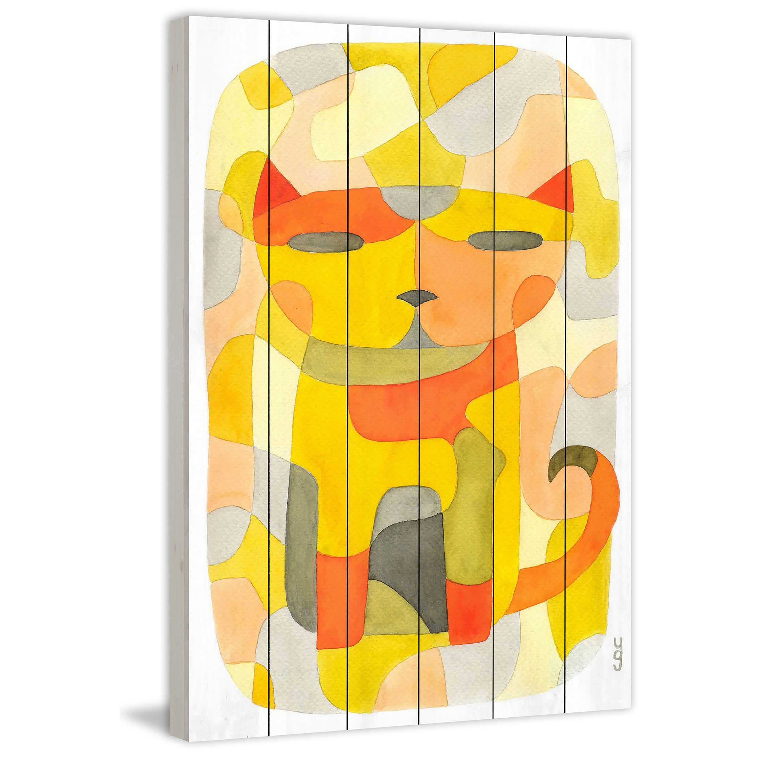 "Cat 1" by Yolanta Gawlik Painting Print on White Wood
