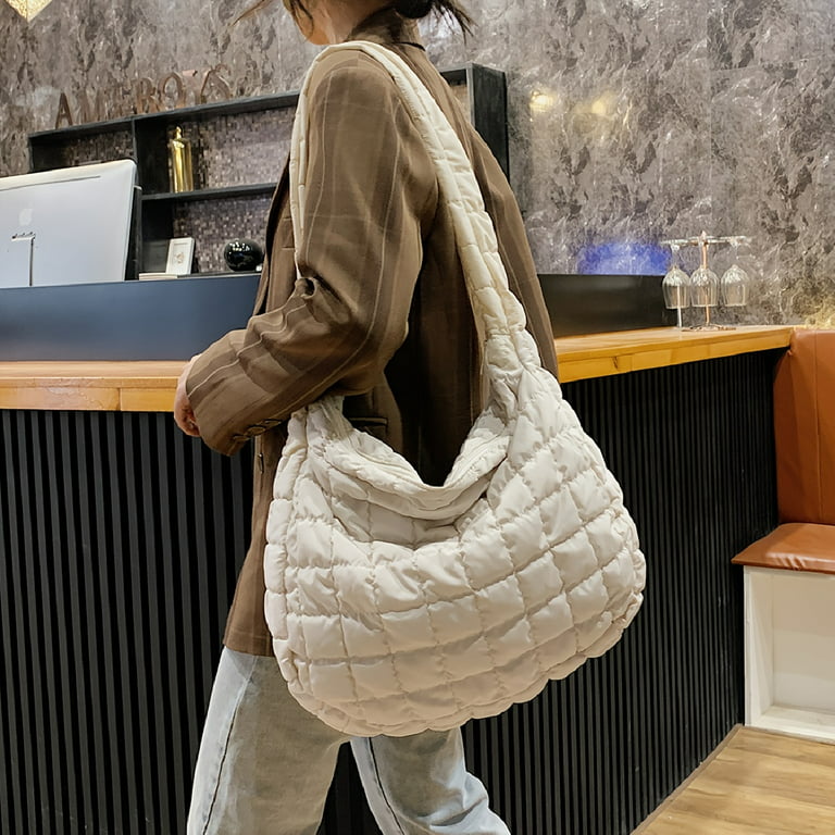 Quilted Detail Large Capacity Shoulder Tote Bag