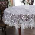 thumbnail image 1 of QJUHUNG Lace Round Tablecloth Embroidery Coffee Table Cover for Dining Room Picnic Wedding Party Banquet Home Decor, 1 of 7