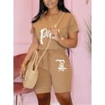 thumbnail image 1 of Lovelywholesale Women's Pink Letter Print Drawstring Shorts Set, 1 of 2