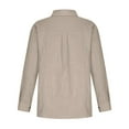 thumbnail image 4 of Womens Cotton Button Down Shirt Casual Long Sleeve Loose Fit Collared Linen Work Blouse Tops with Pocket, 4 of 8