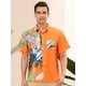 thumbnail image 2 of Lars Amadeus Camisa hawaiana para hombre, manga corta, patchwork de verano, camisas de hojas florales tropicales naranja verde M Unique Bargains Camisas, 2 of 6