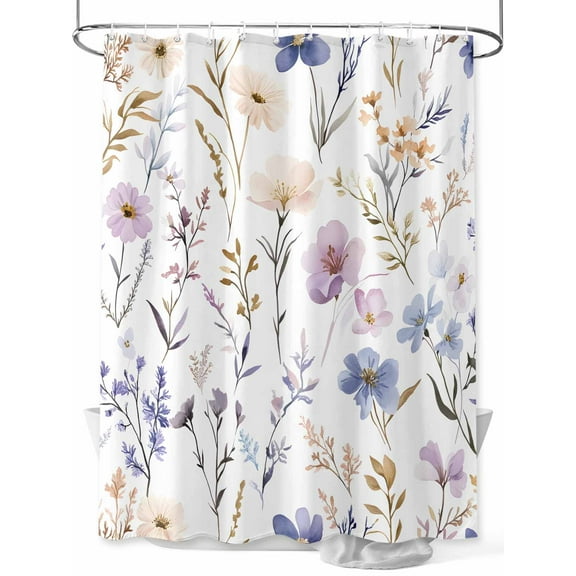Shower Curtain Leaves Leaves Shower Curtains for Bathroom, Waterproof Polyester Shower Curtain Set with Hooks, Extra Long 72" x 78" Purple Blue Flower
