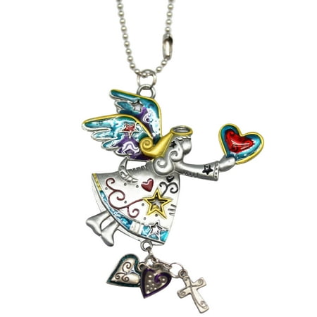 Angel Clasp Charm - Heart Giving Blue/Gold/Gray Angel Car Charm - By Ganz
