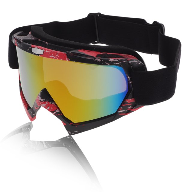Gafas de montar de motocicleta Unique Bargains, gafas de ciclismo de lente colorida, marco rojo y negro