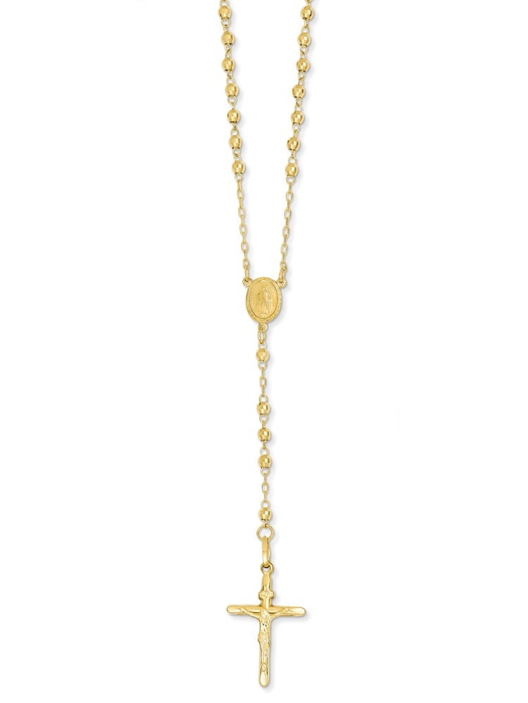 14k Yellow Gold 3mm Beaded Rosary Chain 