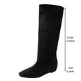 thumbnail image 4 of Wide Calf Knee High Boots Women Hidden Wedge Flat Over the Knee Boots Pointed Toe Pull on Thigh High Tall Winter Booties, 4 of 7