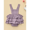 thumbnail image 4 of Baby Girl Summer Ruffle Romper Sleeveless Elastic Waist Rainbow Embroidery Strap Bodysuit, 4 of 9