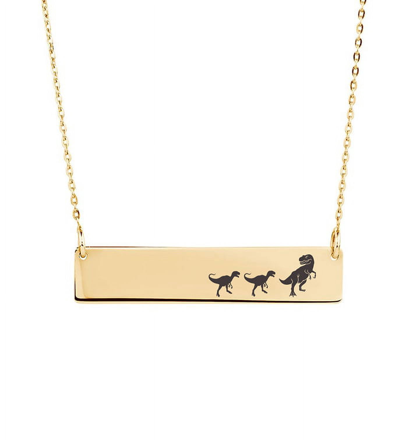 Custom Birthday Day Mamasaurus Bar Necklace, Gold Mamasaurus Mom and Baby Bar Necklace, Engravable Bar Necklace, Mom to Be Birthday Day Bar Necklace Personalized Jewelry for Mom