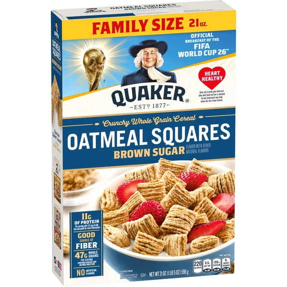 Quaker Oatmeal Squares Crunchy Oat Cereal Brown Sugar, 21 oz Paperbox