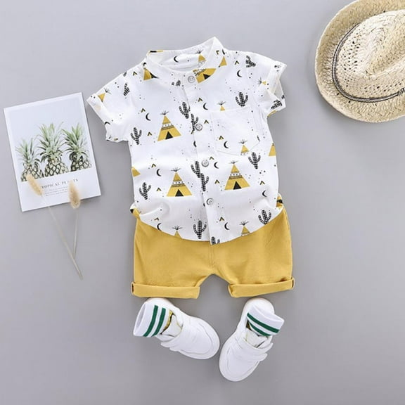 URMAGIC Toddler Baby Boy Summer Floral Shirt Blouse Tops Shorts Outfit Set Clothes 3 Months-1 Years