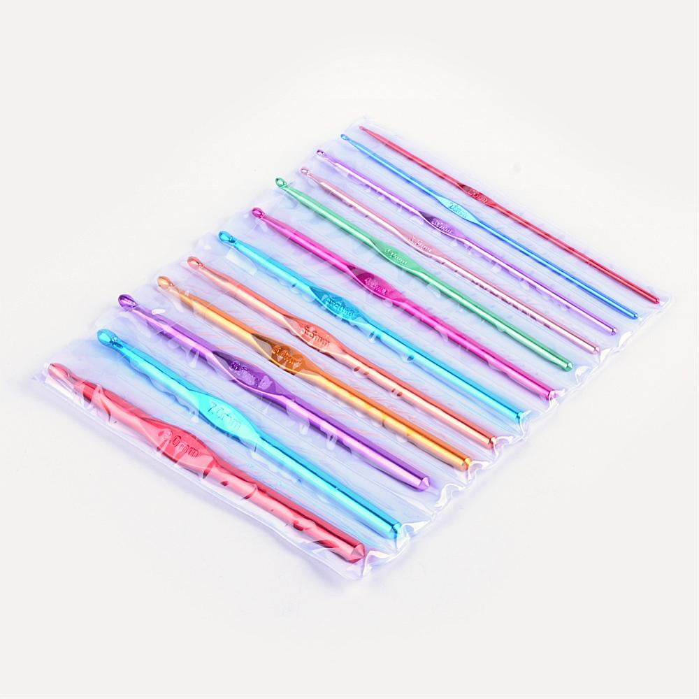 5bags Aluminum Crochet Hooks Needles Mixed color 150x2~8mm 12pcs/bag