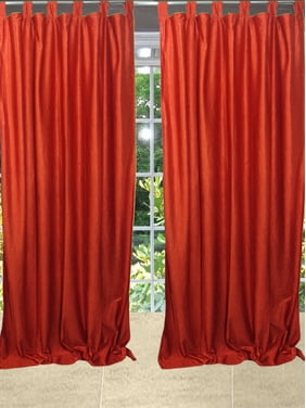 Mogul Solid Orange Tab Top Curtain Drape Window Treatment Ideas (84x48)