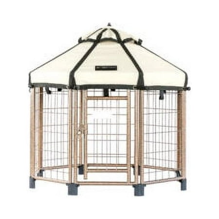 UPC: 0877370001568 | Pet Gazebo Indoor Outdoor Dog Kennel Play Pen with Waterproof Market-Top Cover Beach Sand 3-ft
