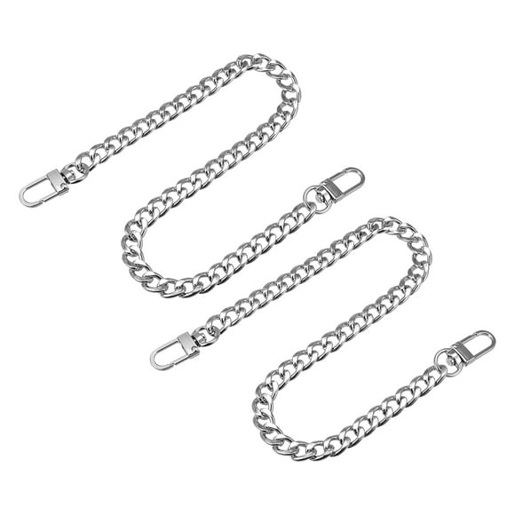 Unique Bargains Iron Flat Chain Straps, 16' 2Pack Purse Shoulder Handbags DIY Replacement, Silver