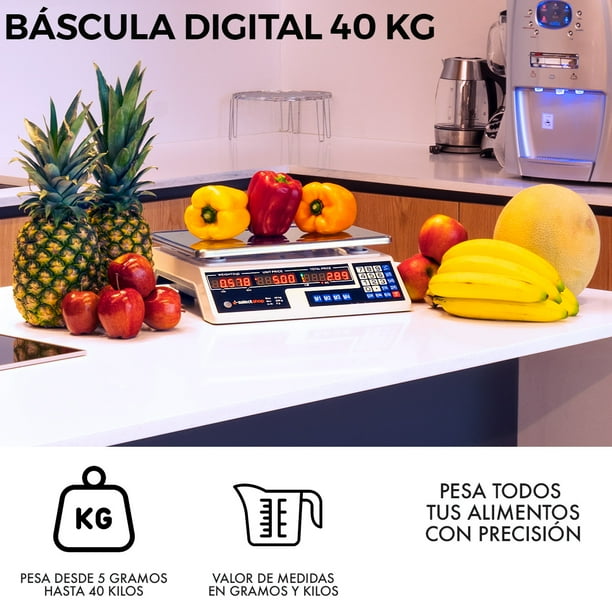 Báscula Comercial Digital Lcd 40 Kg Recargable Tecla Tara Bodega
