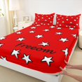 thumbnail image 5 of Manfei CartooN Stars Queen Sheets, Doodle Freedom Print Queen Sheet Sets, Red White, Reversible 4pcs (1 Flat Sheet, 1 Fitted Sheet and 2 Pillowcases), 5 of 6