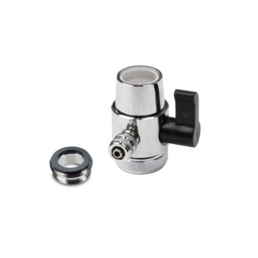 Chrome Faucet Diverter Valve (Includes adapter ring) Reverse Osmosis/Water Filters 1/4" For